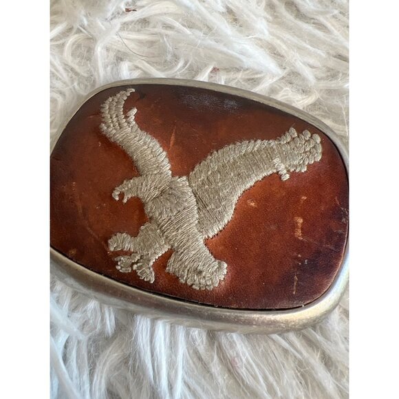 Vintage American Eagle Belt Buckle Leather Metal Hand Tooled - Picture 3 of 5